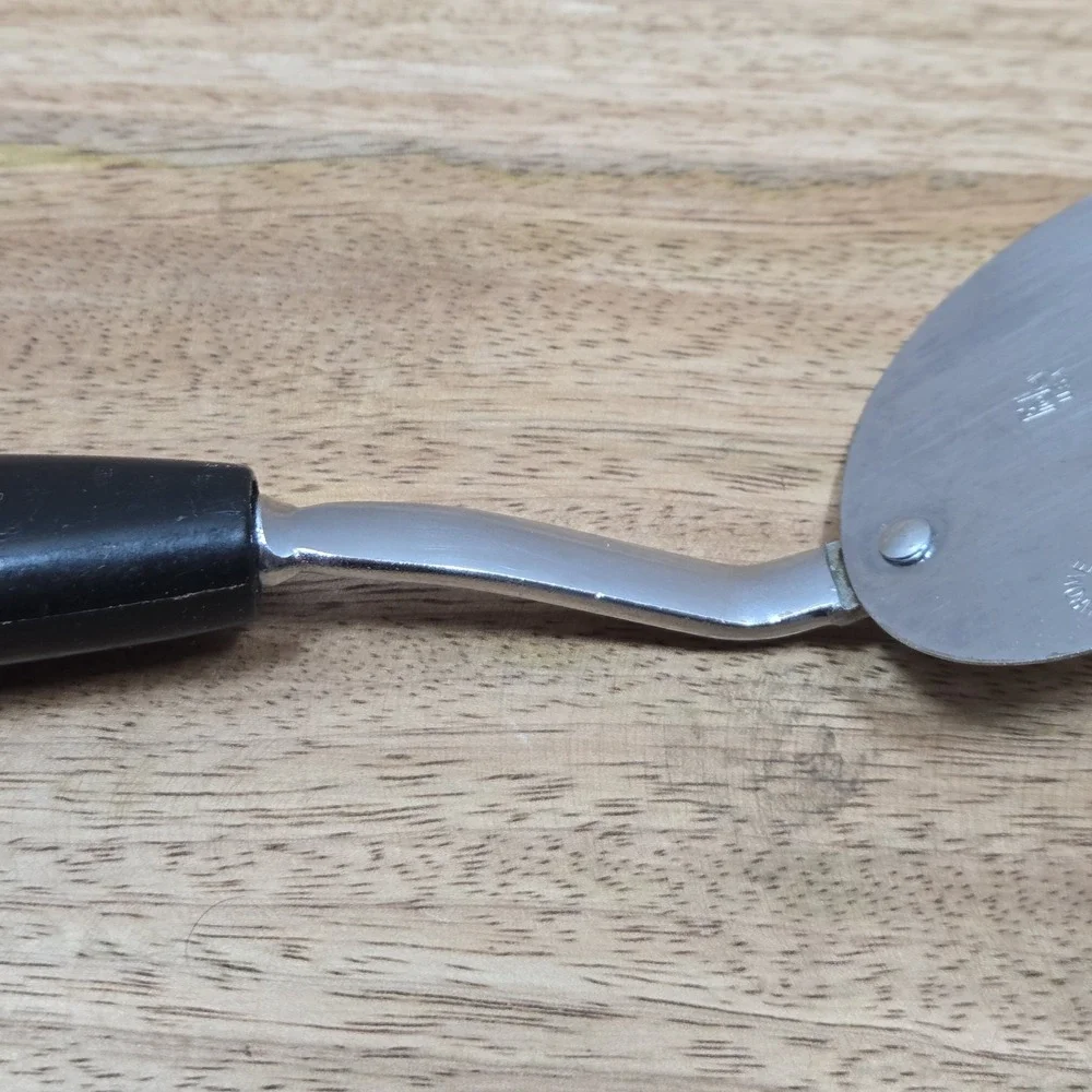 Vintage‎ Stainless Steel Slotted Turner Spatula Black Handle Kitchen Utensil